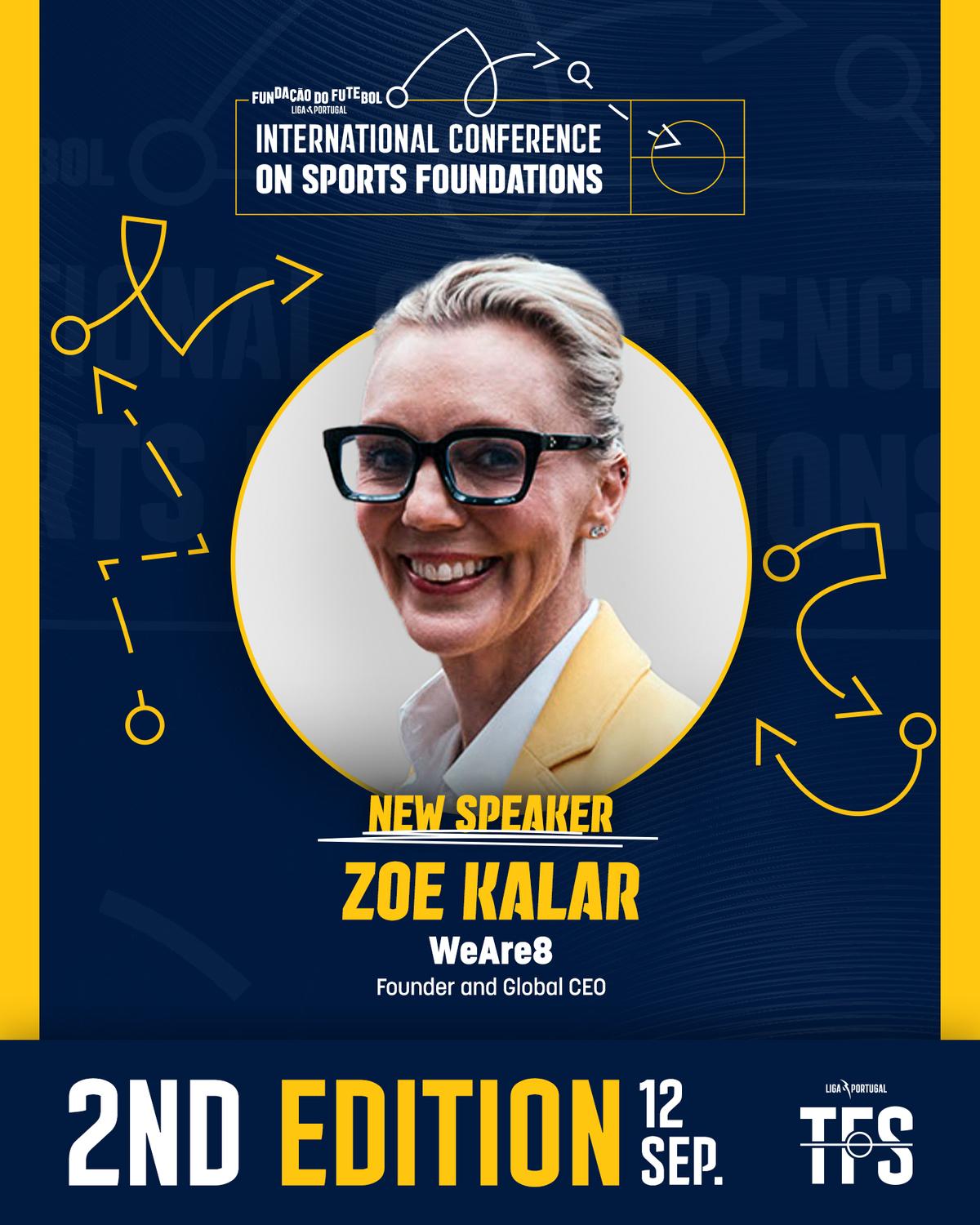 Zoe Kalar vai a jogo no 2º Congresso Internacional de Fundações Desportivas